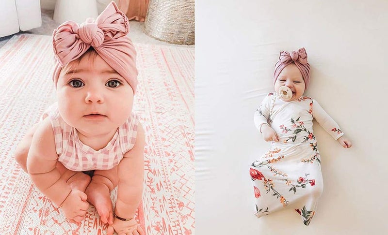 Qandsweet QandSweat Baby Girls ' Hats & Caps Knotted Turban Cute Toddler Hat Hair Accessories 3-36M (A Soft6-8 Pack) - Image 3